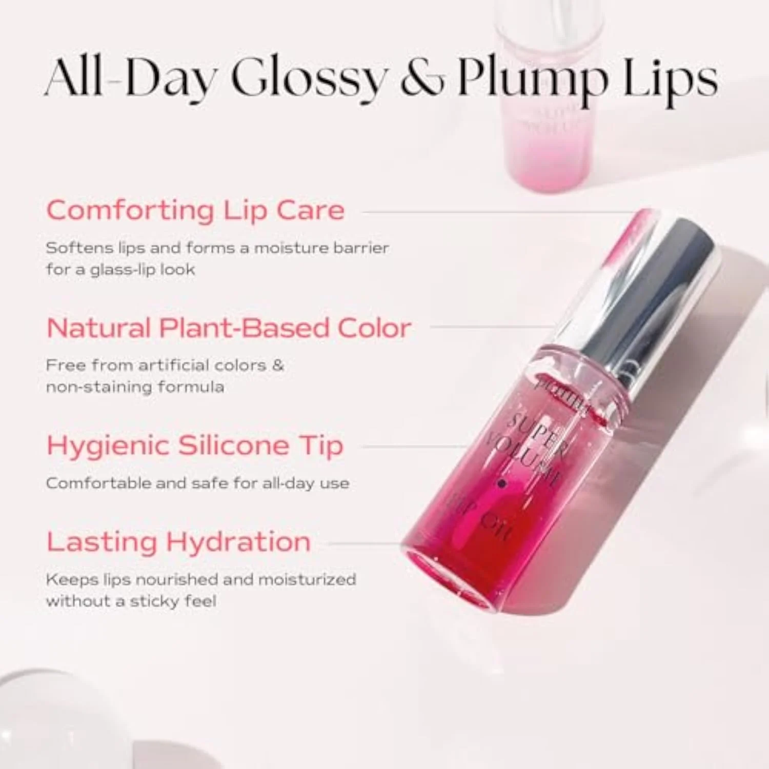 Lip Oil Super Volume 0.10 Oz | Plumping, Moisturizing, Glass Lips, Plump Lip Oil with Herbal Ingredients, Revitalizing, Volumizing, Nourishing Lips, Non-sticky, Non-artifi