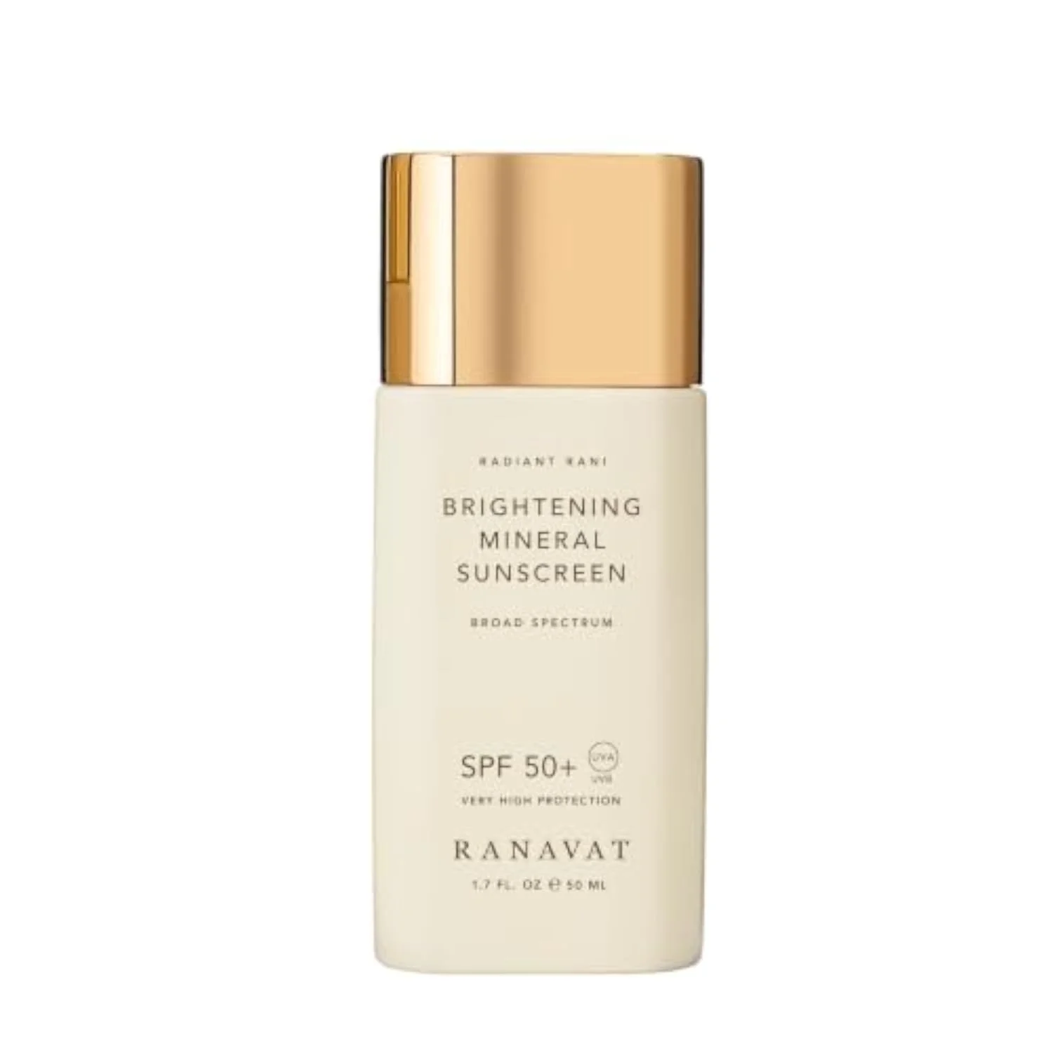 RANAVAT Brightening Mineral Face Sunscreen - Broad-Spectrum SPF 50 Mineral Sunscreen with Zero White Cast - Boosts Radiance & Helps Protect Against Signs of Aging