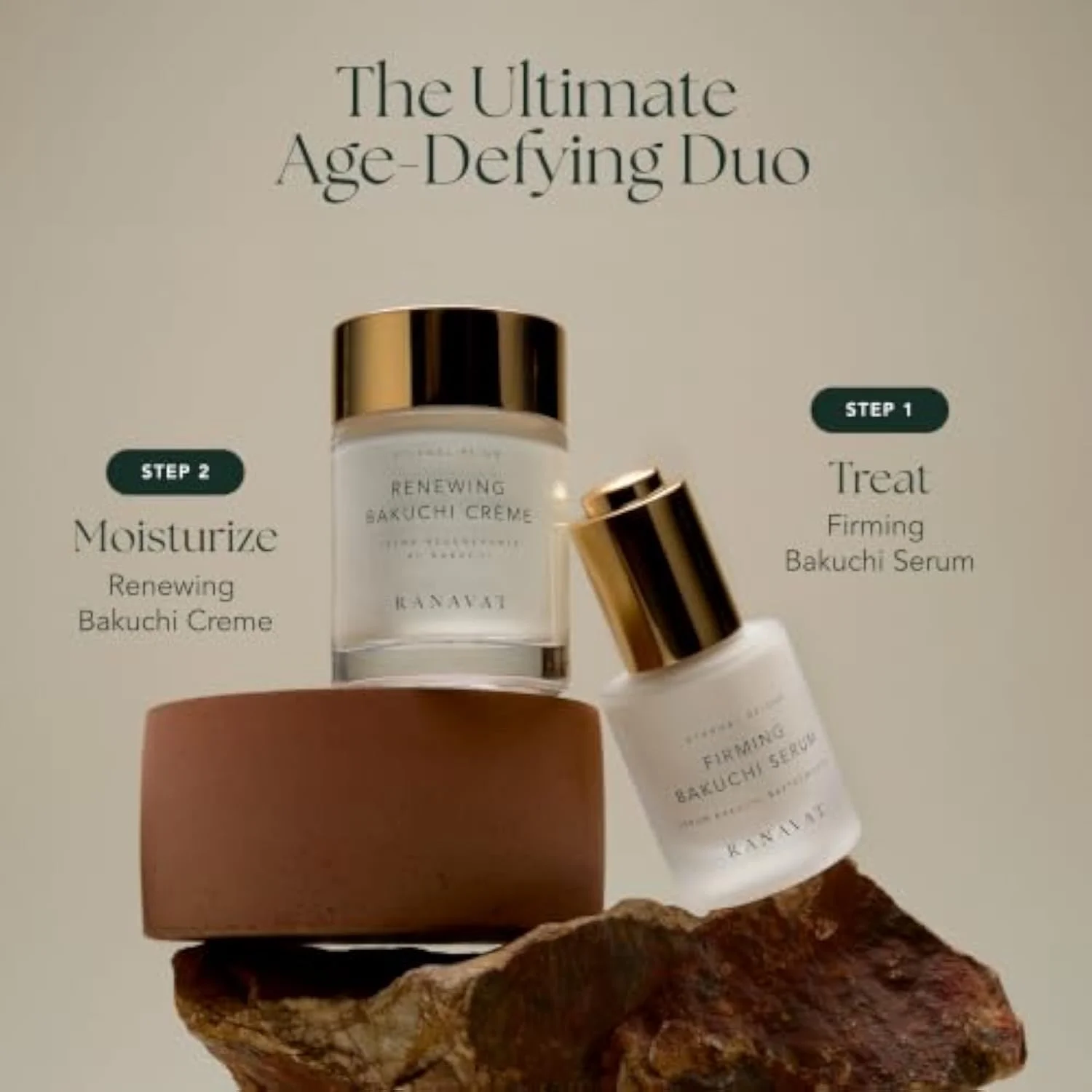 RANAVAT Firming Bakuchi Serum - Bakuchiol Serum with 8 Peptides & Vegan Growth Factors - Retinol Alternative - Ceramides - Face Serum for Visible Firming, Smoothin