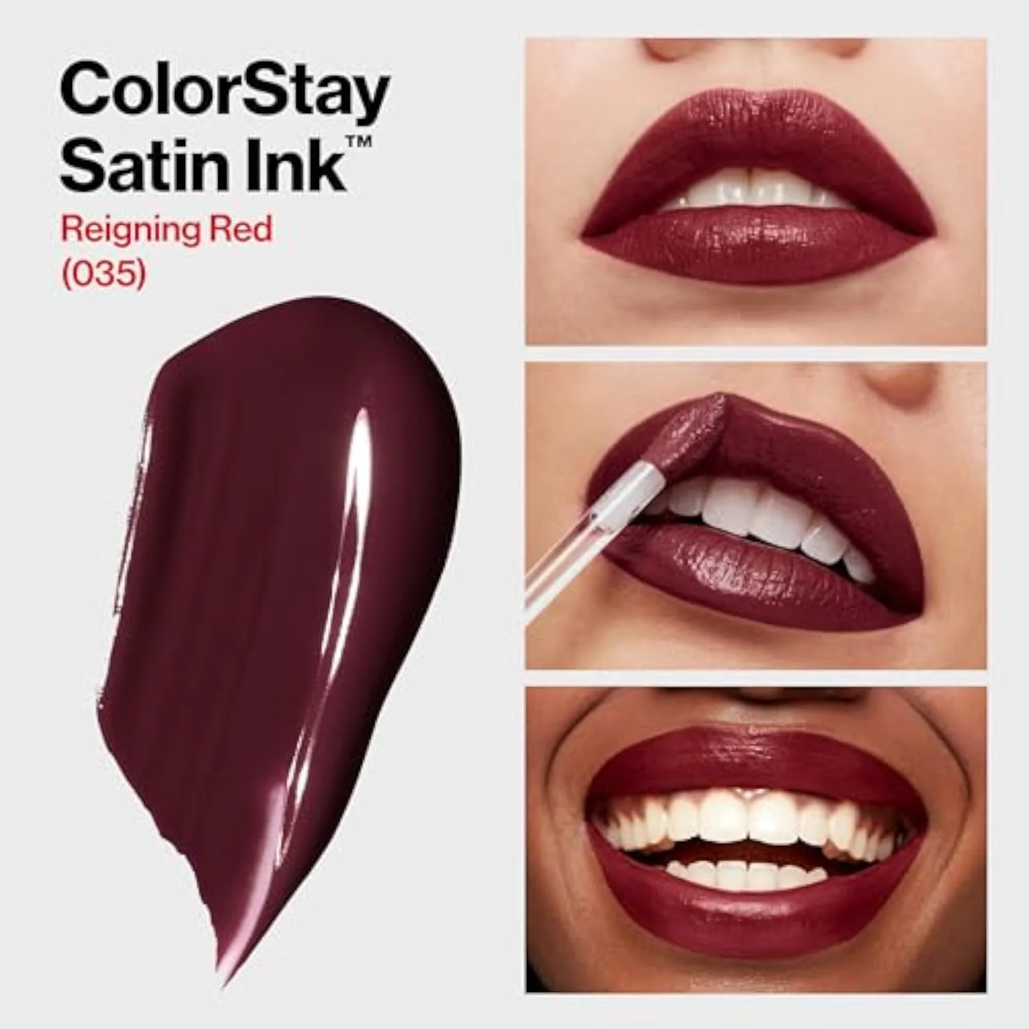 ColorStay Satin Ink Crown Jewels Liquid Lipstick, Longlasting & Waterproof Lipcolor, Moisturizing Creamy Formula Infused with Black Currant Seed Oil, 035 Reigning Red, 0.17