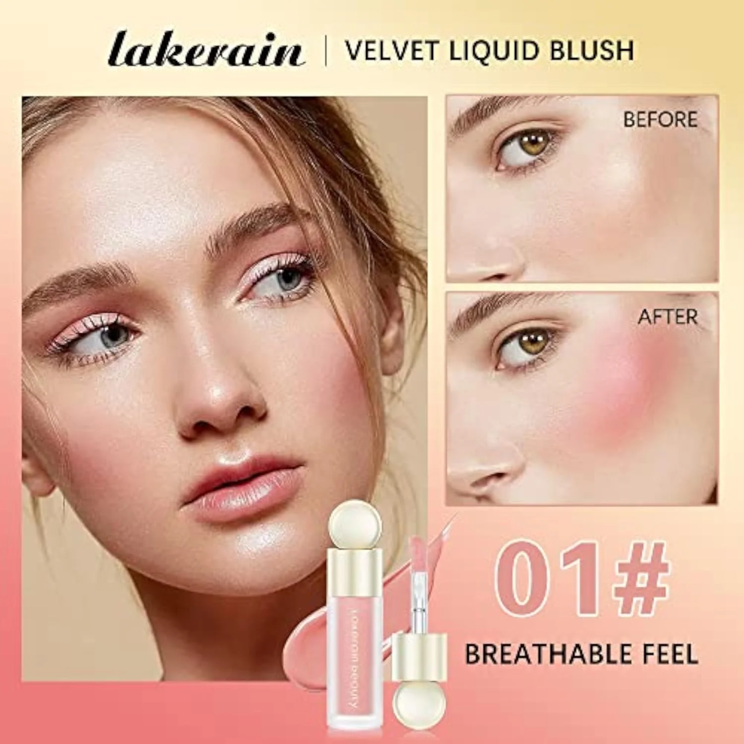 Liquid Blush Stick, Soft Velvet Cream Blush, Pink & Red Blush Skin Tint, Natural-Looking Matte Finish, Waterproof & Long Lasting Dewy Cheek Tint, Moisturizing & Lightweigh
