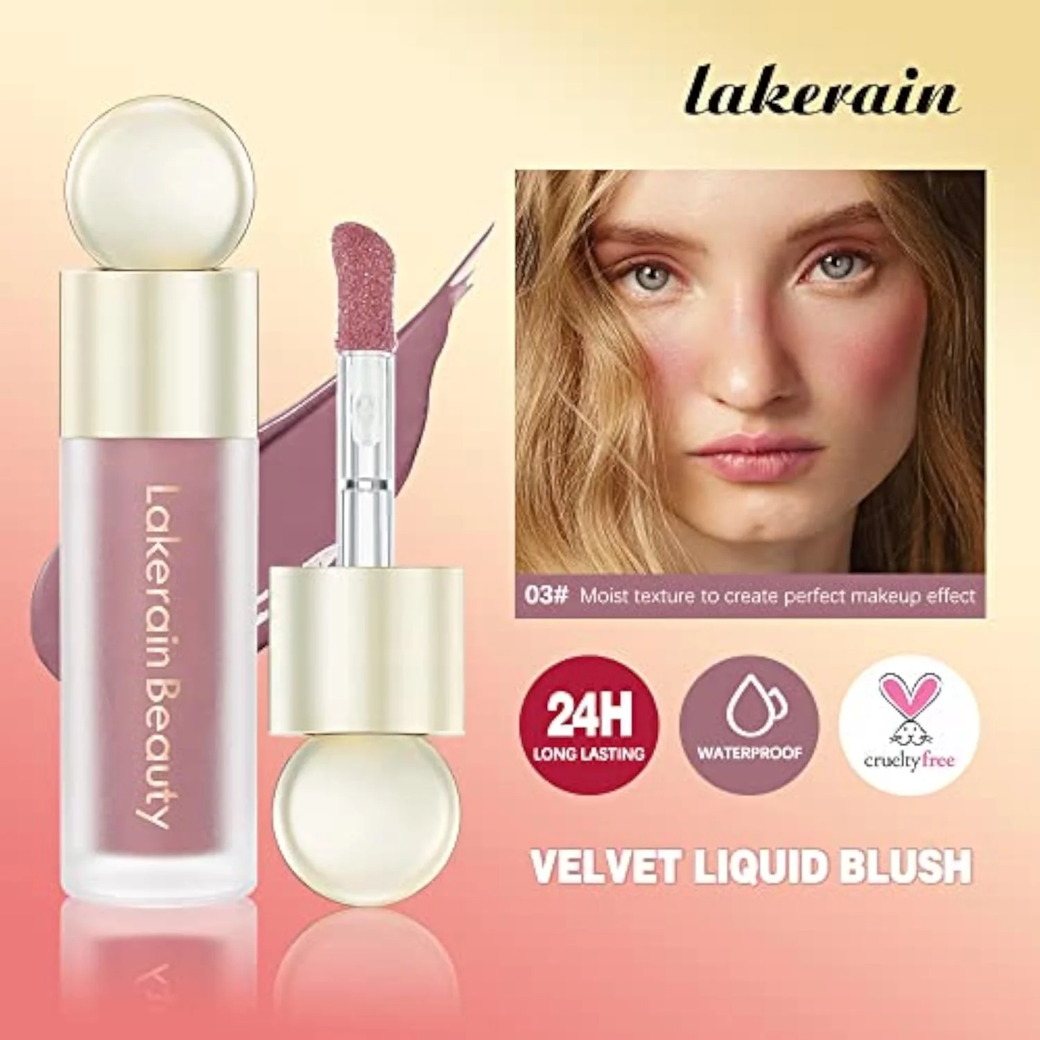 Liquid Blush Stick, Soft Velvet Cream Blush, Pink & Red Blush Skin Tint, Natural-Looking Matte Finish, Waterproof & Long Lasting Dewy Cheek Tint, Moisturizing & Lightweigh