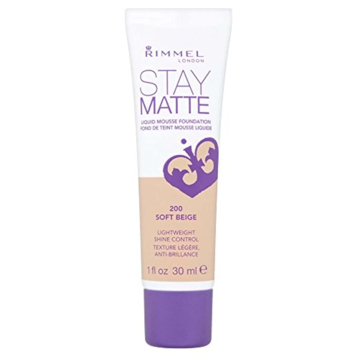London Stay Matte Liquid Mousse - 200 Soft Beige - Foundation, Lightweight, Shine Control, Oil-Free, 1oz