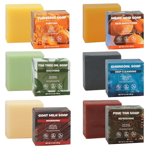 Men’s Natural Bar Soap for Men – Fresh & Clean Scent Variety Set (6-Pack, 5.3 oz Each) – Not Overpowering – Gentle Soap Bars for Face, Body & Hand – All Skin Types –