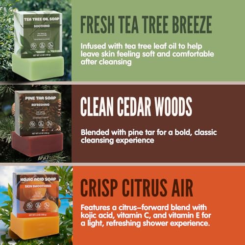 Men’s Natural Bar Soap for Men – Fresh & Clean Scent Variety Set (6-Pack, 5.3 oz Each) – Not Overpowering – Gentle Soap Bars for Face, Body & Hand – All Skin Types –
