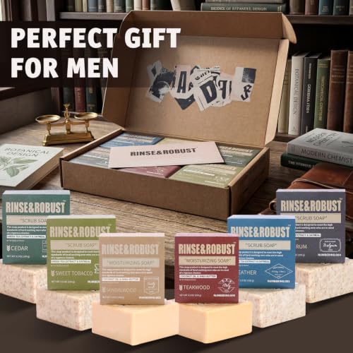 Mens Soap Bar Set 6Pcs Natural Handmade Cleansing Bar Soap Set Moisturizing Exfoliating Sc