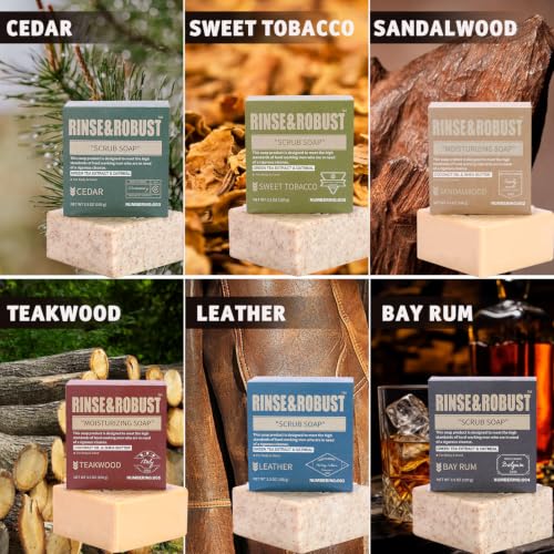 Mens Soap Bar Set 6Pcs Natural Handmade Cleansing Bar Soap Set Moisturizing Exfoliating Sc