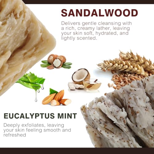 Mens Soap Bar Set 6Pcs Natural Handmade Cleansing Bar Soap Set Moisturizing Exfoliating Sc