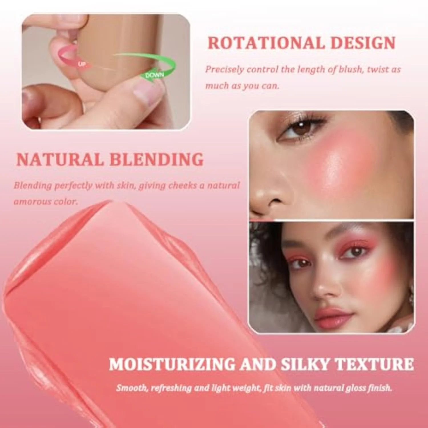 Cream Blush stick, Natural-Looking Matte Finish Makeup Blush stick, Hydrating Long Lasting Lightweight Blendable Blush for cheeks (#5 Soft Mauve, 1 PC)