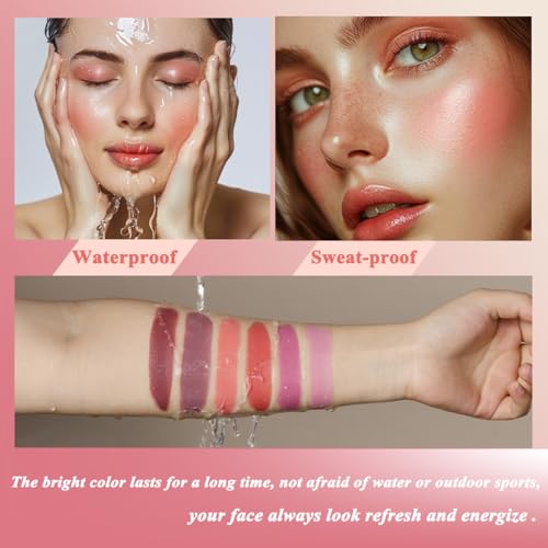 Cream Blush stick, Natural-Looking Matte Finish Makeup Blush stick, Hydrating Long Lasting