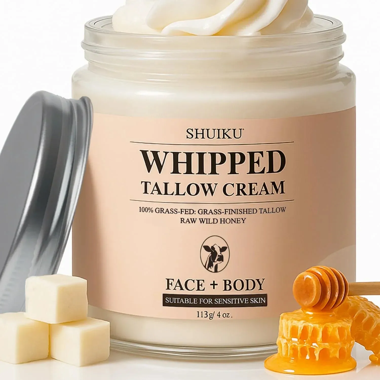 Beef Tallow for Skin with Honey Balm Moisturizer