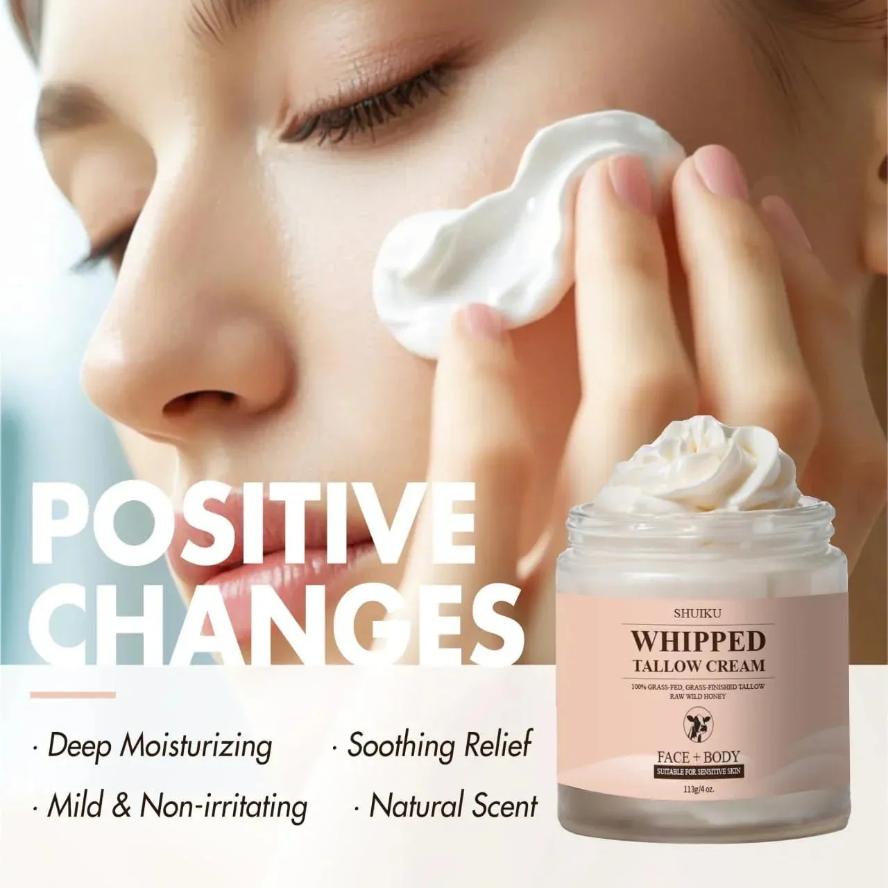 Beef Tallow for Skin with Honey Balm Moisturizer