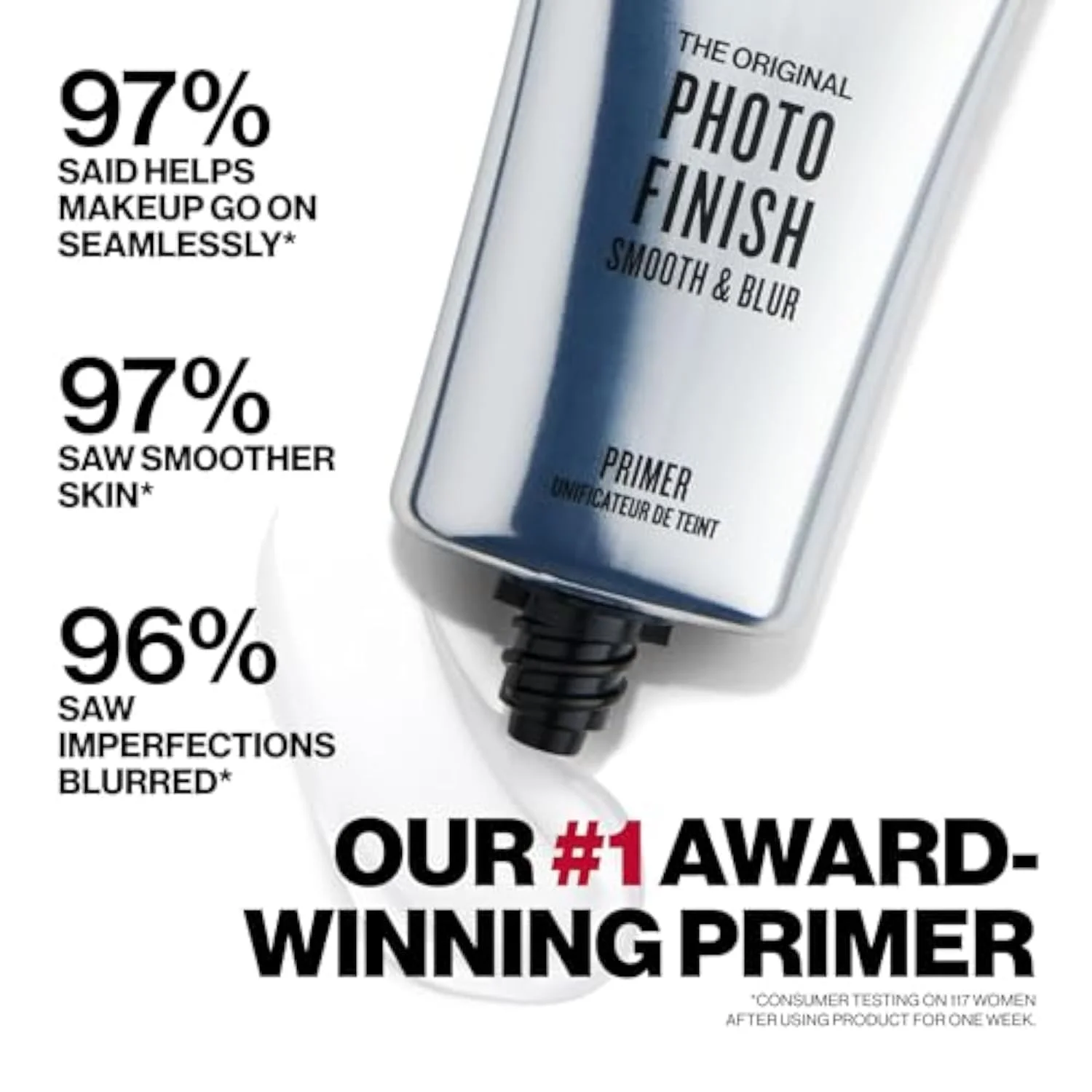Photo Finish Smooth & Blur Primer | Instantly Smooths Fine Lines and Pores for All Skin Types | Vitamins A & E Makeup Base with Blurring, 1 Fl Oz
