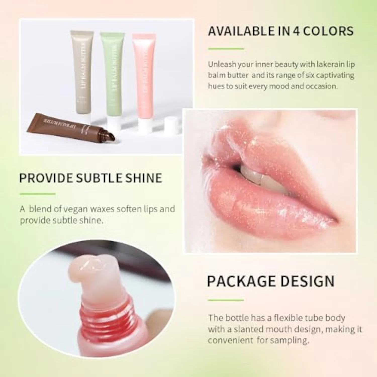 Summer Lip Glossy Butter Lip Balm, Lip Gloss Set, Soothing Lip Skincare, Instant Moisture, Lightweight, Nourish, Hydrate, Moisturizing Tint, Non-Sticky, Long-lasting (Vanilla