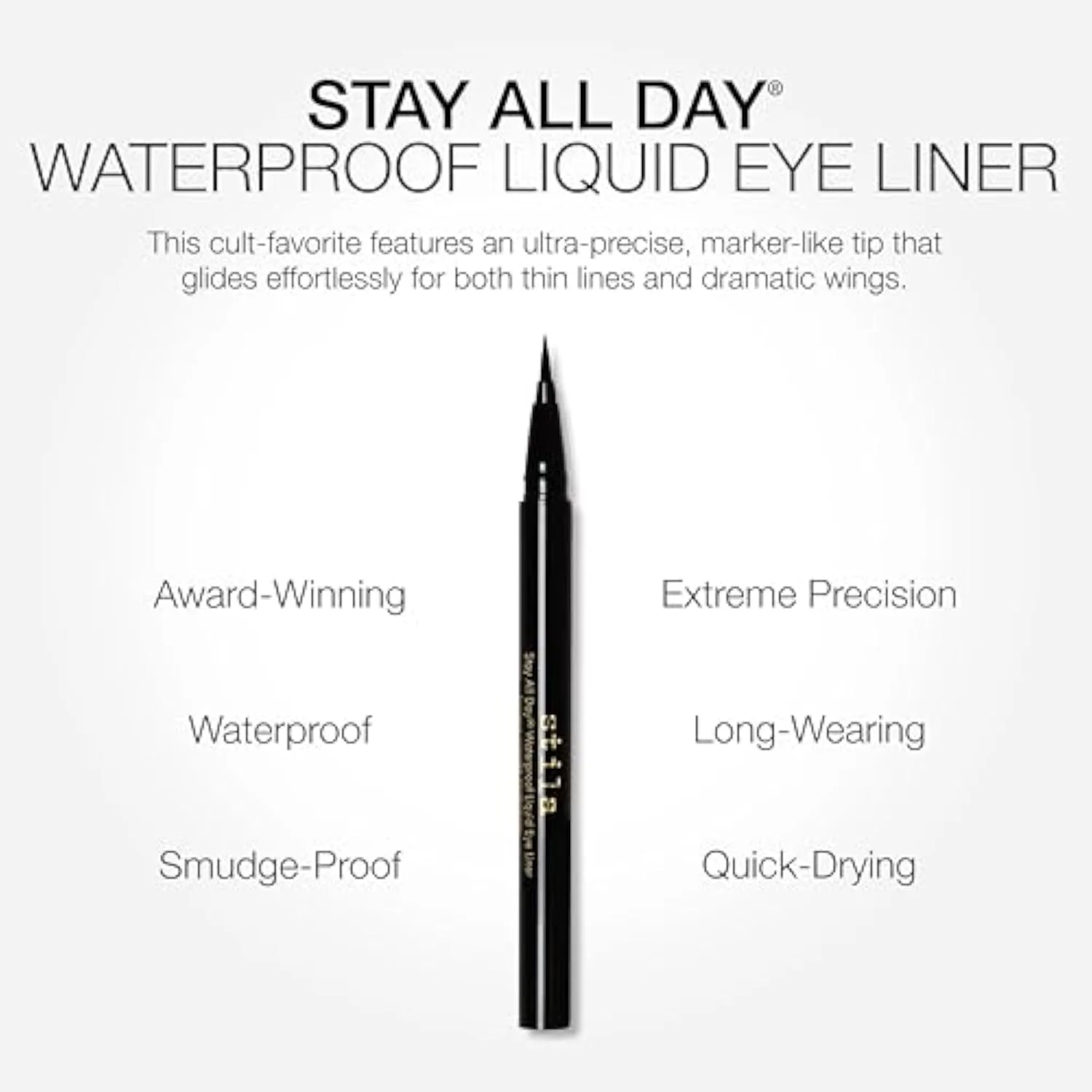 Waterproof Liquid Eye Liner, Stay All Day Makeup with Fine Brush Tip | Lasting Satin Finish, Smudge-Proof & Transfer-Resistant