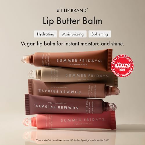 Lip Butter Balm - Conditioning Lip Mask and Lip Balm for Instant Moisture, Shine and Hydration - Sheer-Tinted, Soothing Lip Care - Vanilla (.5 Oz)