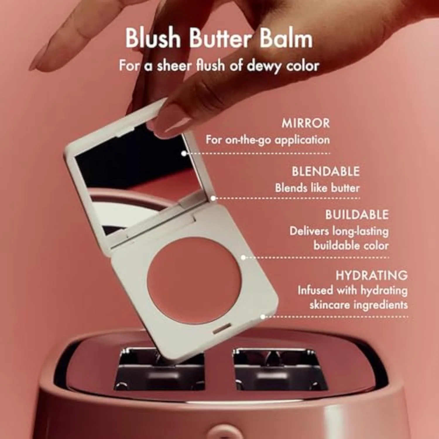 Blush Butter Balm - Skincare-Infused Hydrating Cream Blush with Hyaluronic Acid, Ceramides, & Shea Butter for a Dewy Flush of Color - Cheek and Lip Tint - Toasted Te