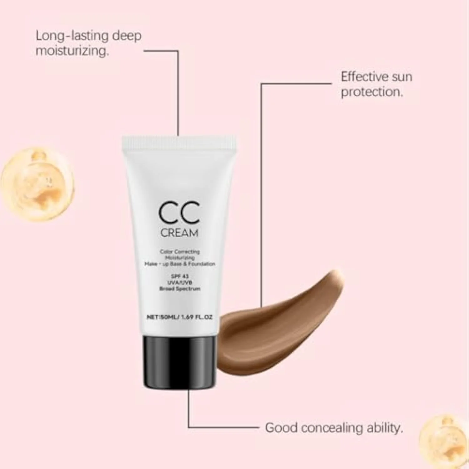 CC Cream, Korean CC Cream, Corrects Skin Tone, Lightweight and Moisturizing, All-Around Coverage Foundation, Specially Formulated for Mature Women, Suitable for All Skin T