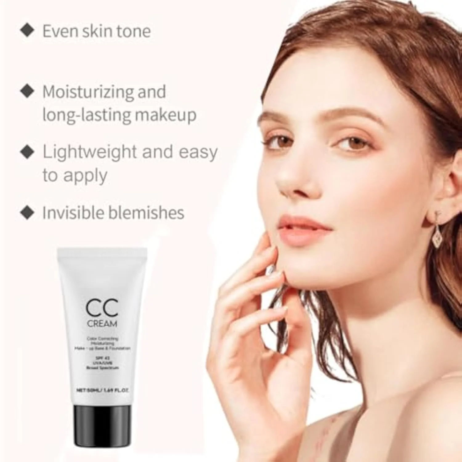 CC Cream, Korean CC Cream, Corrects Skin Tone, Lightweight and Moisturizing, All-Around Coverage Foundation, Specially Formulated for Mature Women, Suitable for All Skin T
