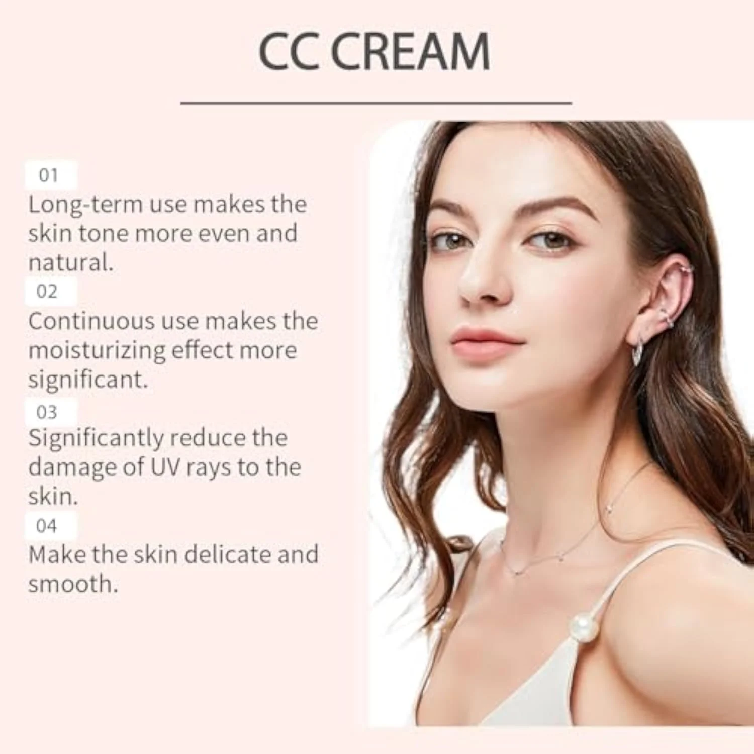 CC Cream, Korean CC Cream, Corrects Skin Tone, Lightweight and Moisturizing, All-Around Coverage Foundation, Specially Formulated for Mature Women, Suitable for All Skin T