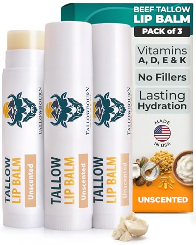 Moisturizing Grass-Fed Beef Tallow Lip Balm 3pk – Unscented