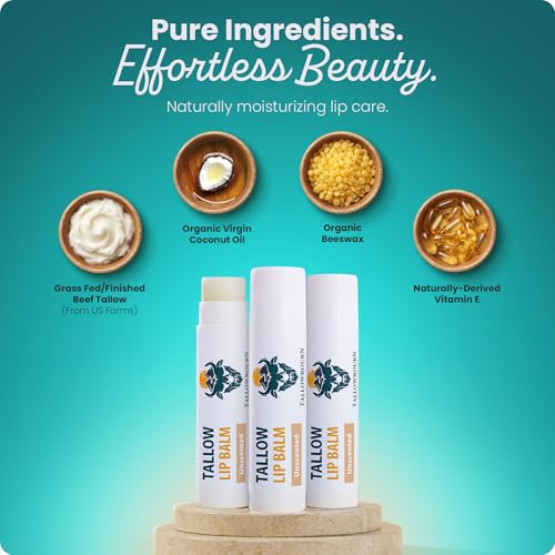 Moisturizing Grass-Fed Beef Tallow Lip Balm 3pk – Unscented