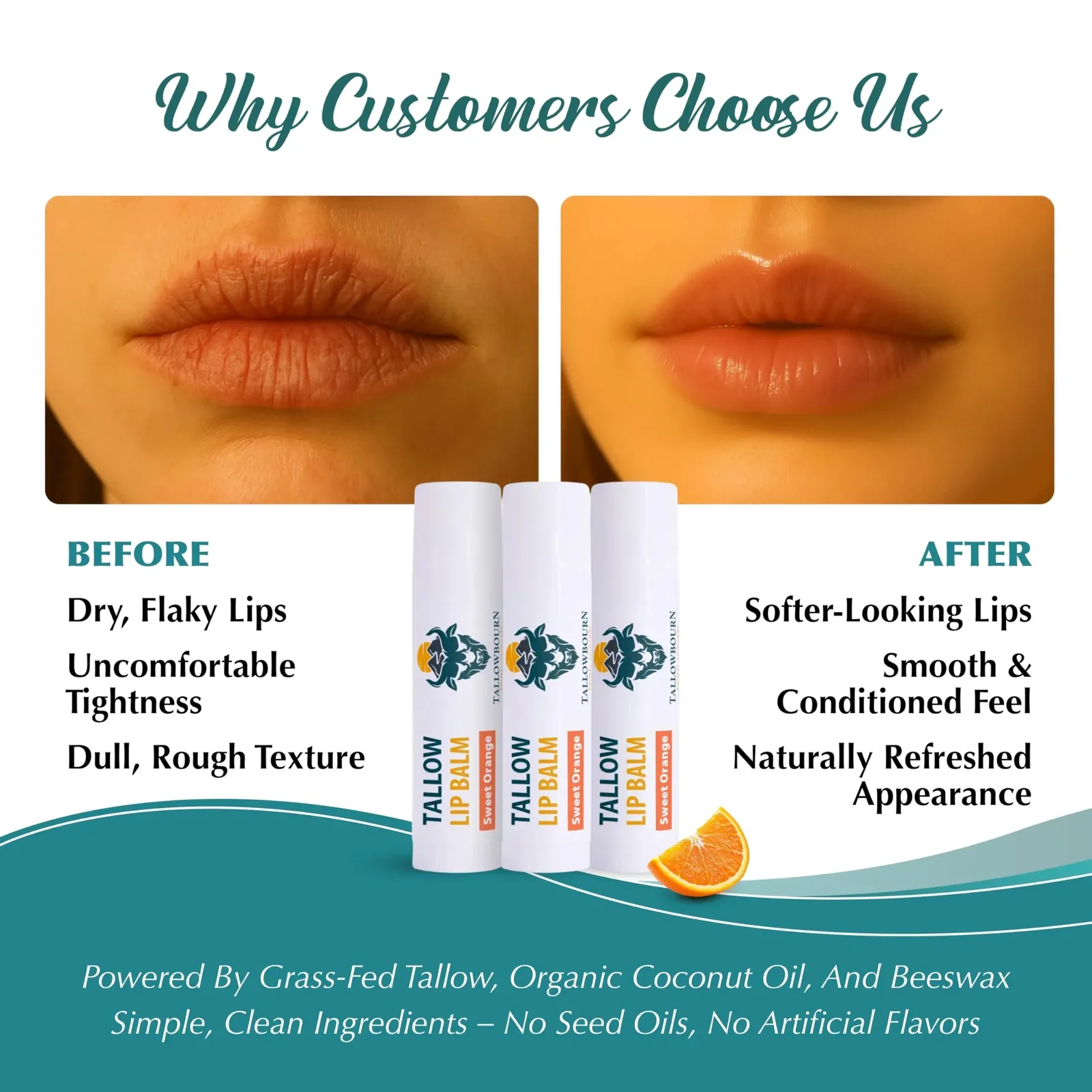 Moisturizing Tallow Lip Balm Peppermint – 3-Pack