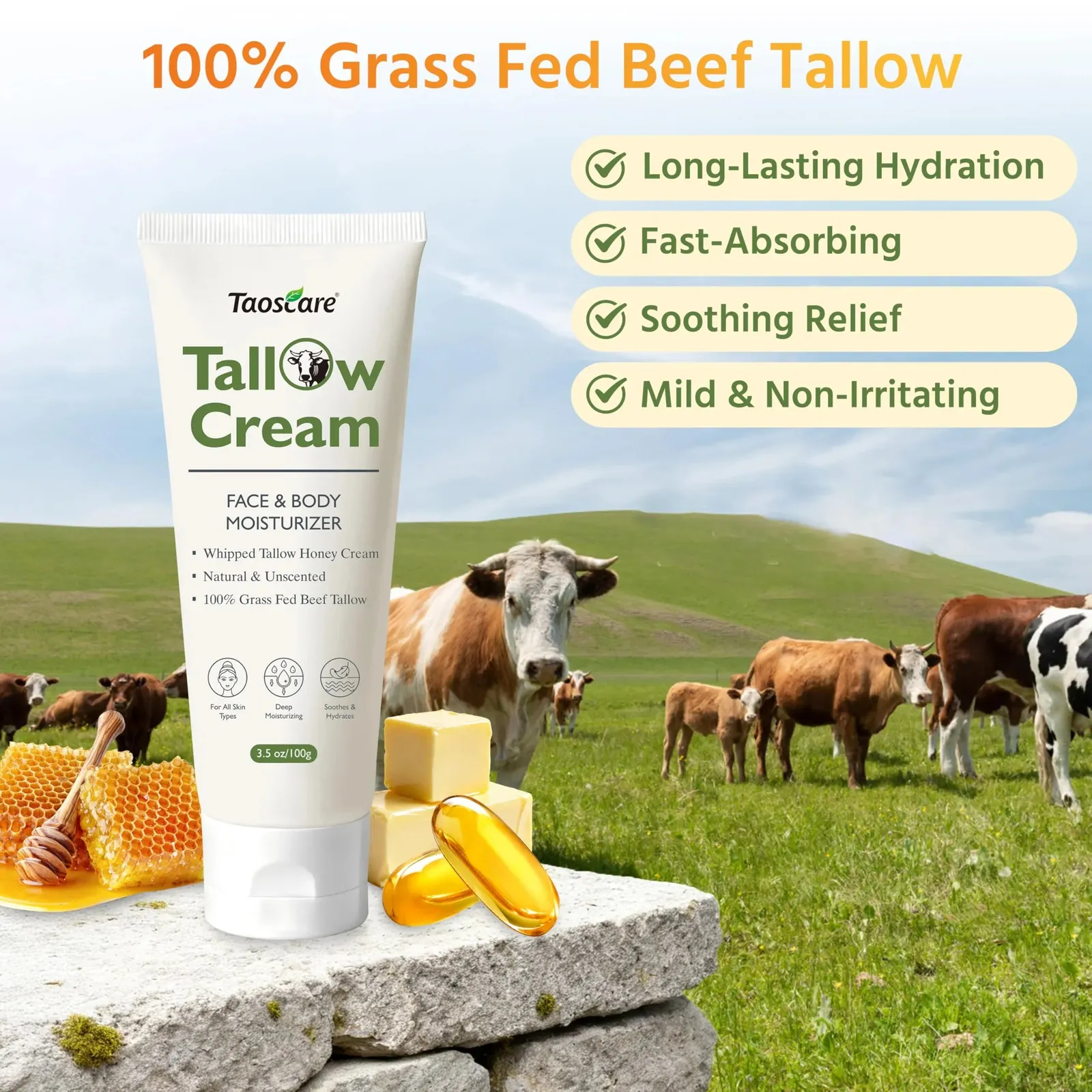100% Grass-Fed Whipped Tallow Balm
