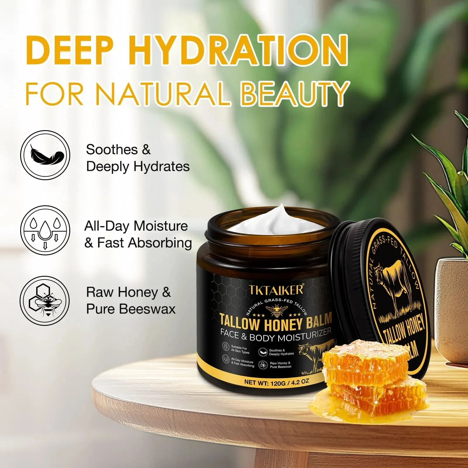 Hydrating Tallow Balm with Raw Honey and Beeswax