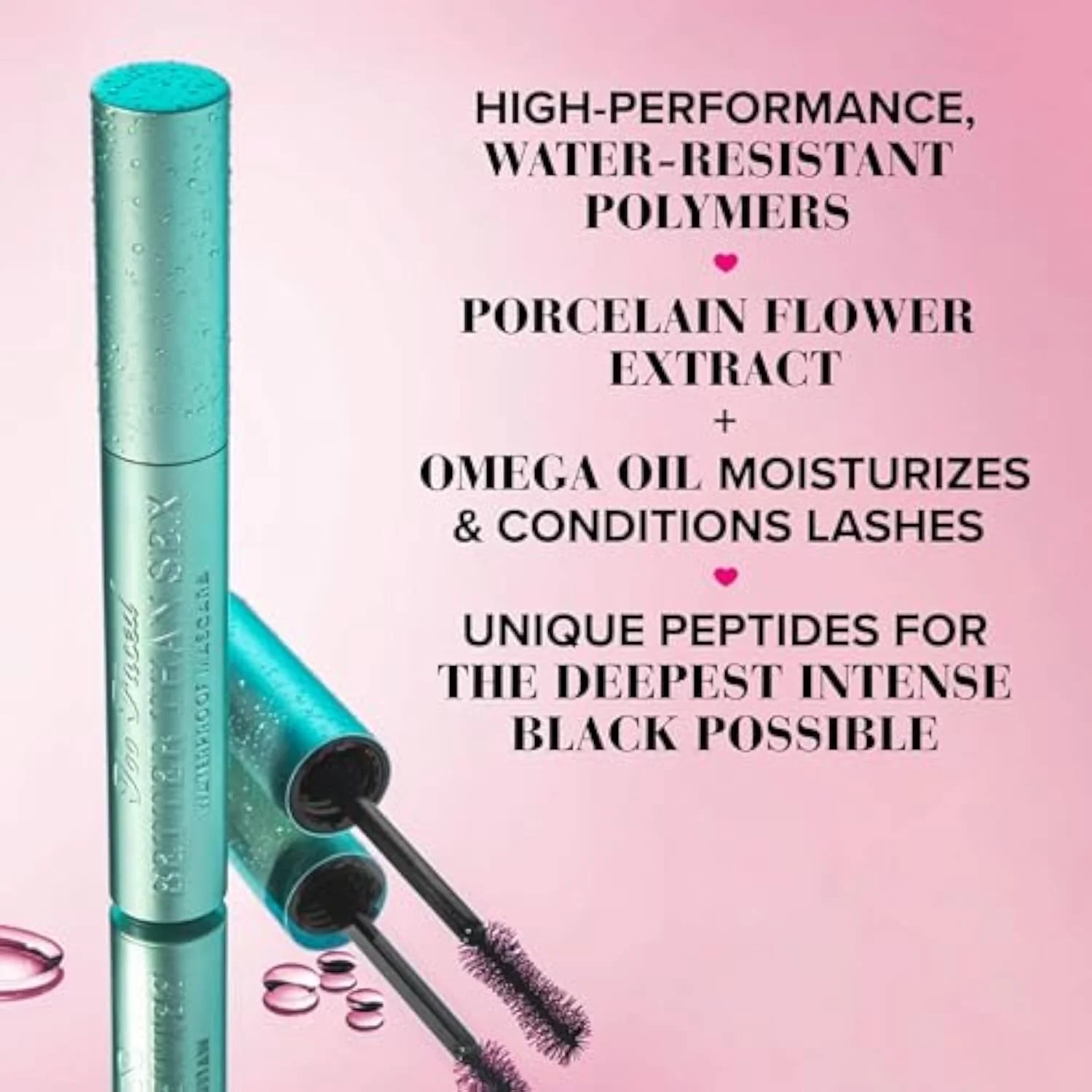 Better Than Sex Waterproof Mascara | Volumizing and Lengthening Waterproof Mascara + Hourglass Brush | Formula for Dramatic Lashes | Cruelty-Free Eye Makeup, Black, Trave