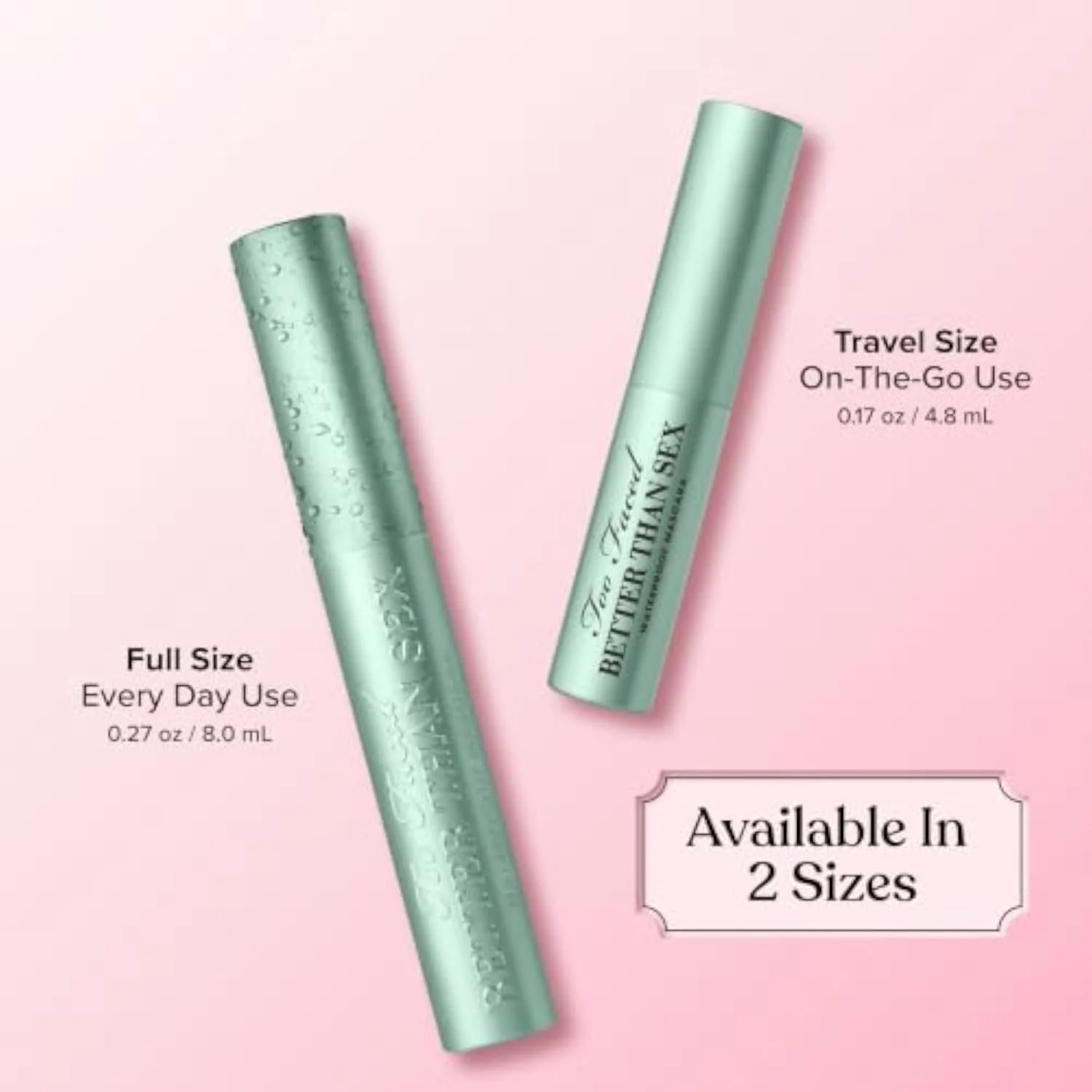 Better Than Sex Waterproof Mascara | Volumizing and Lengthening Waterproof Mascara + Hourglass Brush | Formula for Dramatic Lashes | Cruelty-Free Eye Makeup, Black, Trave