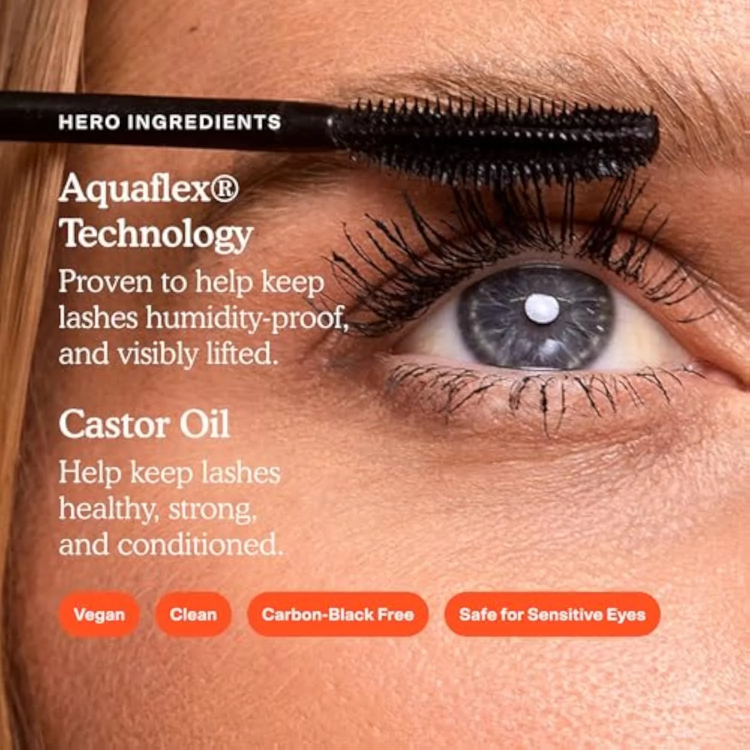 MakeWaves Vegan Black Mascara - Volumizing & Lengthening Mascara for Sensitive Eyes - With Aquaflex Technology for Humidity-Proof Lift - Hypoallergenic Eye Makeup - Jet (0