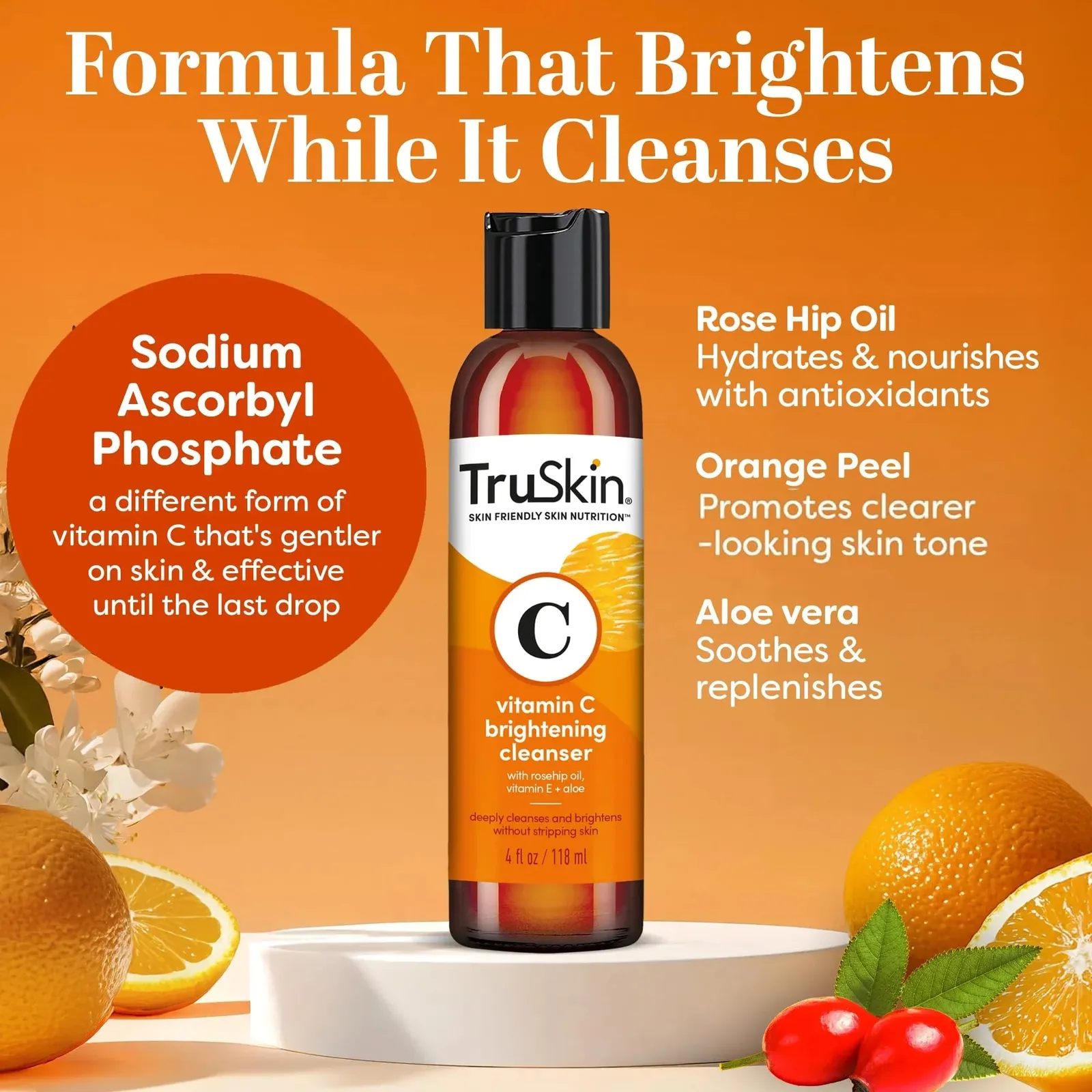 Vitamin C Cleanser Face Wash with Vitamins C & E, Rosehip Oil, Aloe Vera
