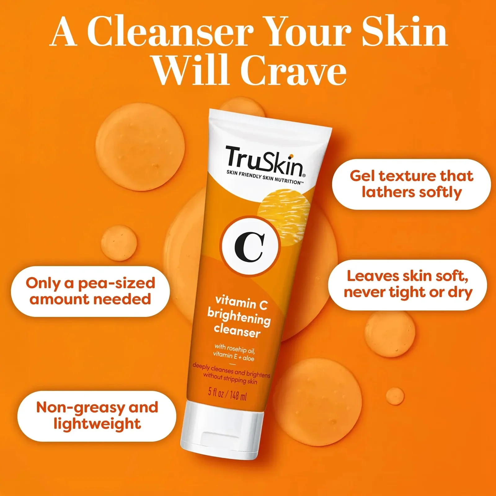 Vitamin C Face Cleanser with Vitamins C & E, Rosehip Oil, Aloe Vera 5 fl oz