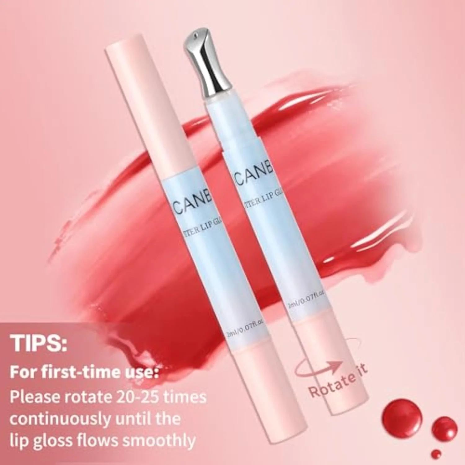 Butter Lip Gloss, Hydrating & Moisturizing Lipgloss with Metal Tip, Lightweight, Non-Sticky, Smooth, Nourishing for High-shine Finish(01 Clear)
