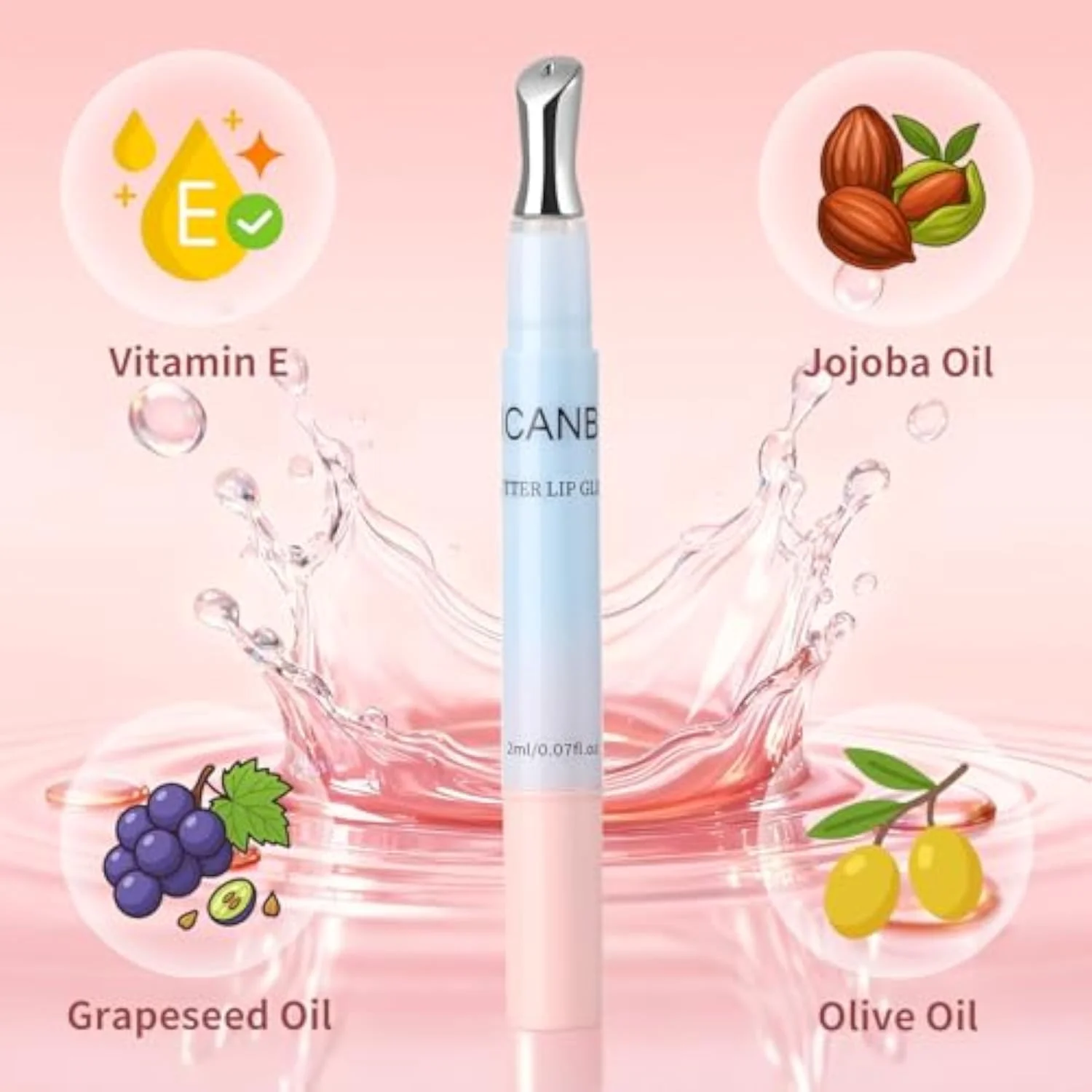 Butter Lip Gloss, Hydrating & Moisturizing Lipgloss with Metal Tip, Lightweight, Non-Sticky, Smooth, Nourishing for High-shine Finish(01 Clear)