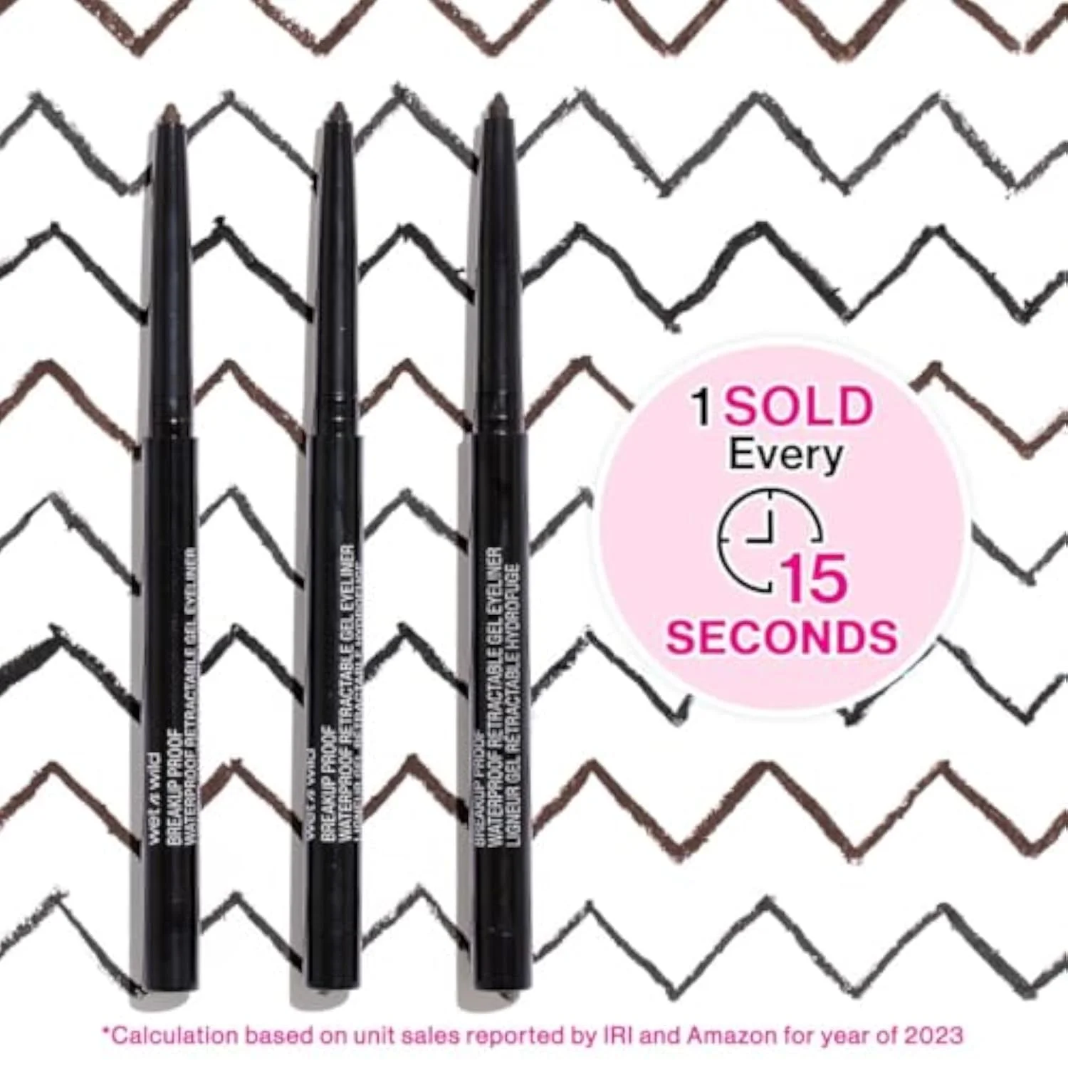 Mega Last Breakup Proof Waterproof Retractable Gel Eyeliner - Ultra Pigmented 16-Hour Long Wear, Smudge Proof Satin Finish Formula, Cruelty-Free & Vegan - Charcoal
