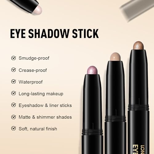 Eyeshadow Stick Matte Eye Shadow Pencil Cream to Powder Eye Brightener Crayon Long-Lasting