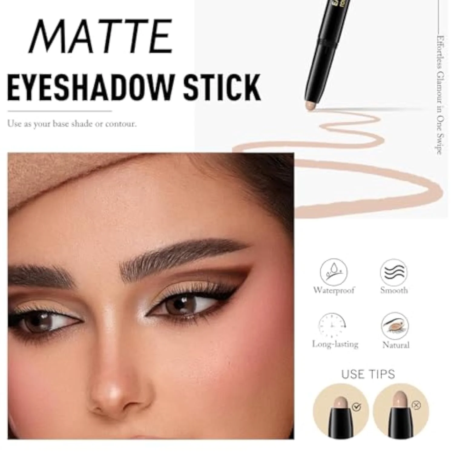 Eyeshadow Stick Matte Eye Brightener Pencil Cream Nude Eye Shadow Base Crayon Long-Lasting Crease-Proof Naked Eyeshadow Blendable High Pigmented Single Eyeliner Makeup for Wo