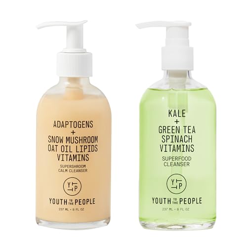Facial Cleanser Duo Bundle for Dry + Sensitive Skin - Superfood Kale + Green Tea Daily Fac