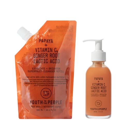 Superfruit Cleanser Refill Bundle Set - Papaya + Vitamin C Gentle Exfoliating Face Wash (