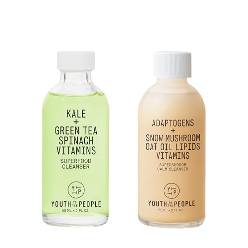 Travel Facial Cleanser Duo Bundle for Dry + Sensitive Skin - Superfood Kale + Green Tea Da