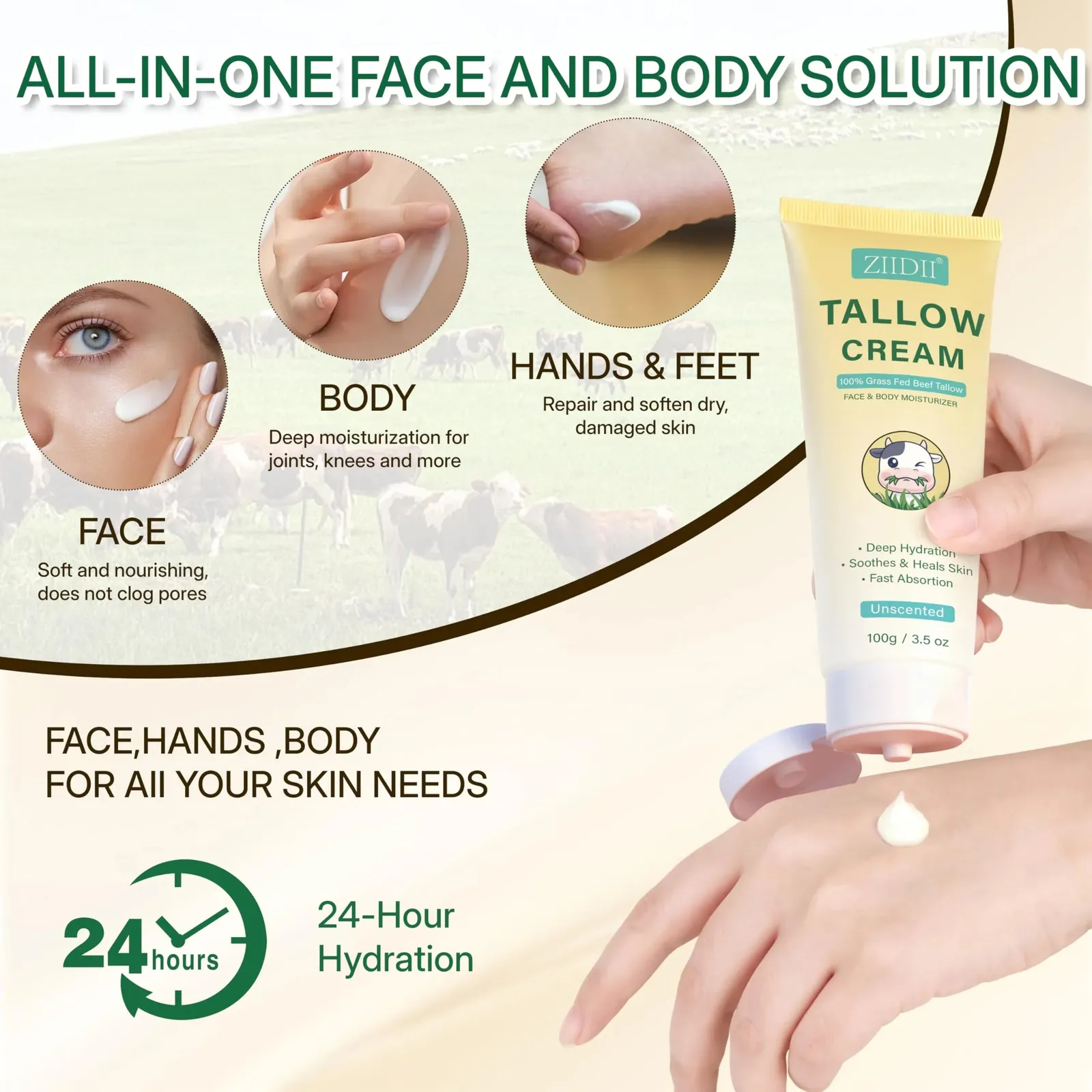 Whipped Grass Fed Beef Tallow Face Moisturizer