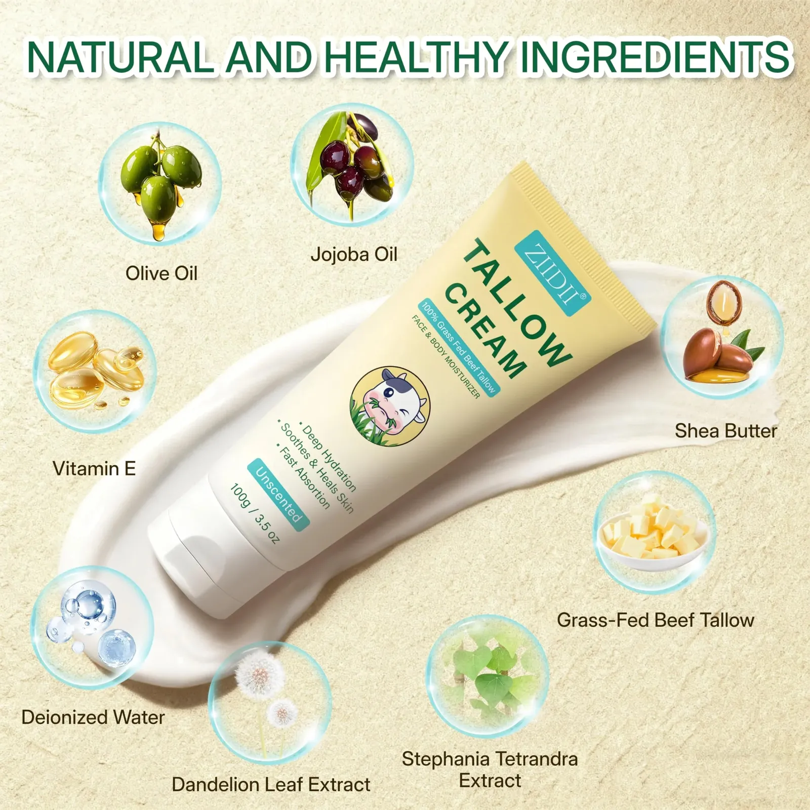 Whipped Grass Fed Beef Tallow Face Moisturizer