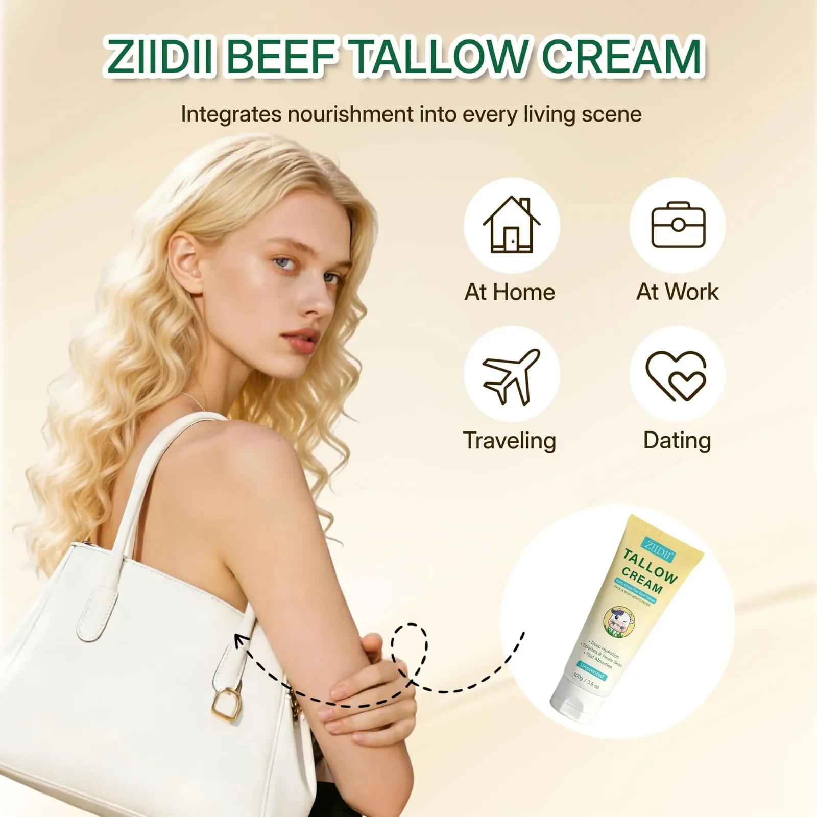 Whipped Grass Fed Beef Tallow Face Moisturizer