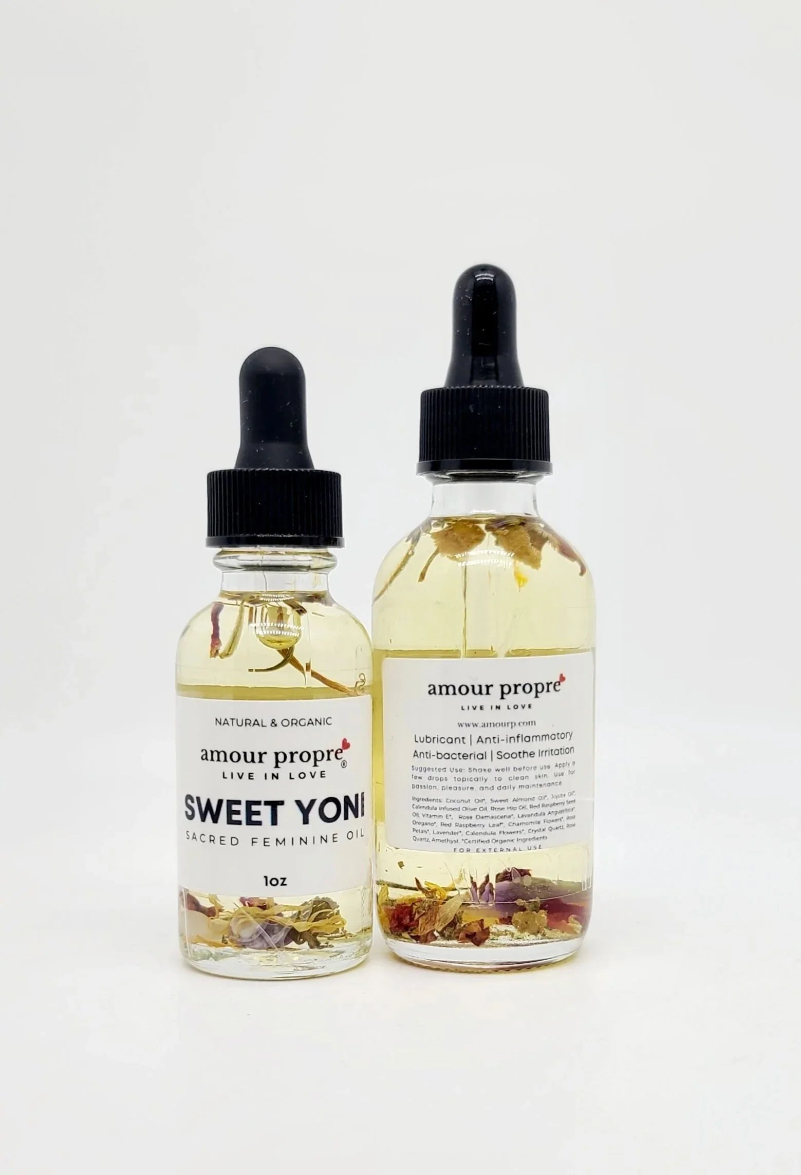 Amour Propre® Sweet Yoni: Sacred Feminine Oil | 1oz, 2 oz | Natural Vaginal Lubricant | Amethyst and Quartz Crystal Infused