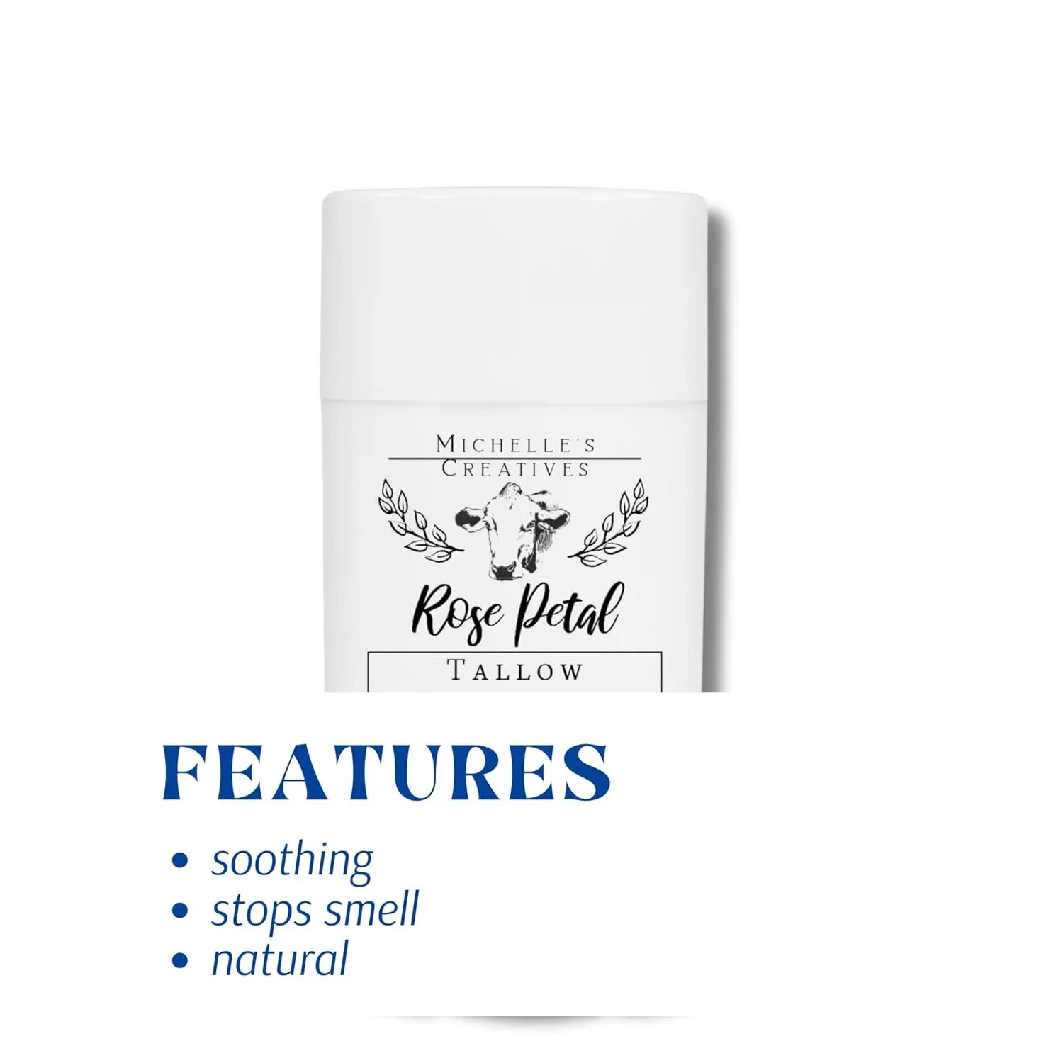 Michelle's Creatives Handmade Tallow Based Deodorant Stick - Handmade with Love and Made with Natural Ingredients - Rose Pearl Deodorant - Natural Deodorant Made with Grass Fed Tallow Organic
