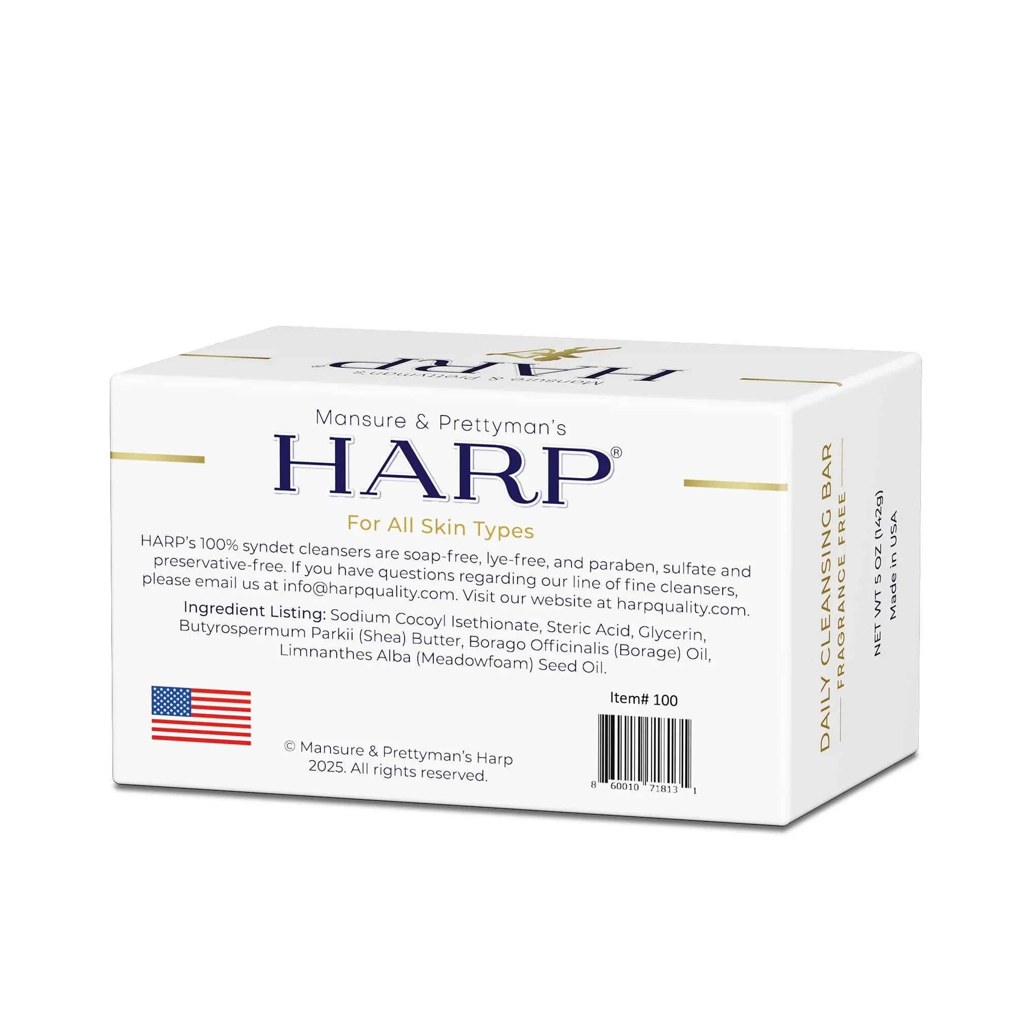 Mansure & Prettyman's HARP HARP® FRAGRANCE FREE Body Wash Bar – pH Balanced