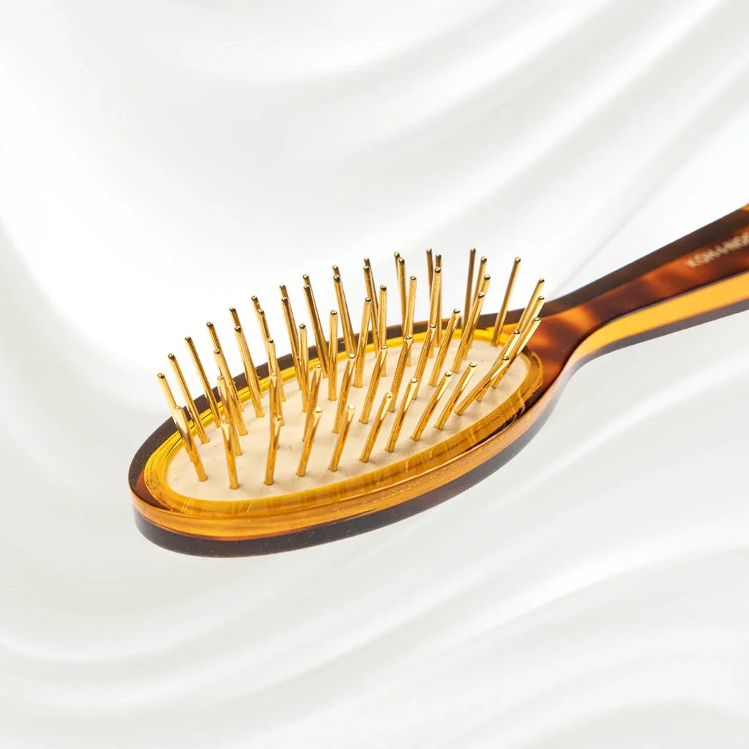 KOH-I-NOOR Jaspè Pneumatic Detangling Hair Brush - Gold Plated Metal Pins