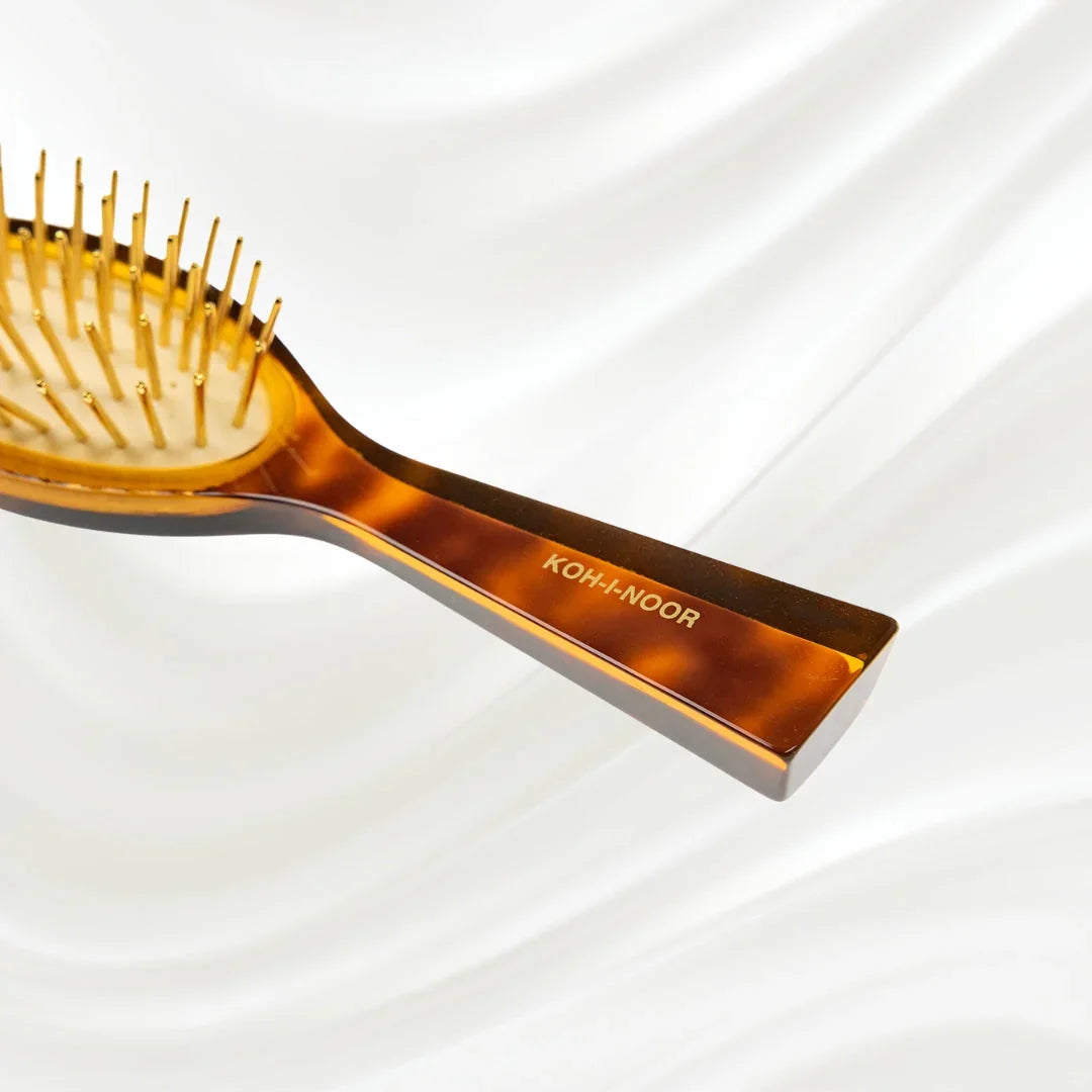 KOH-I-NOOR Jaspè Pneumatic Detangling Hair Brush - Gold Plated Metal Pins